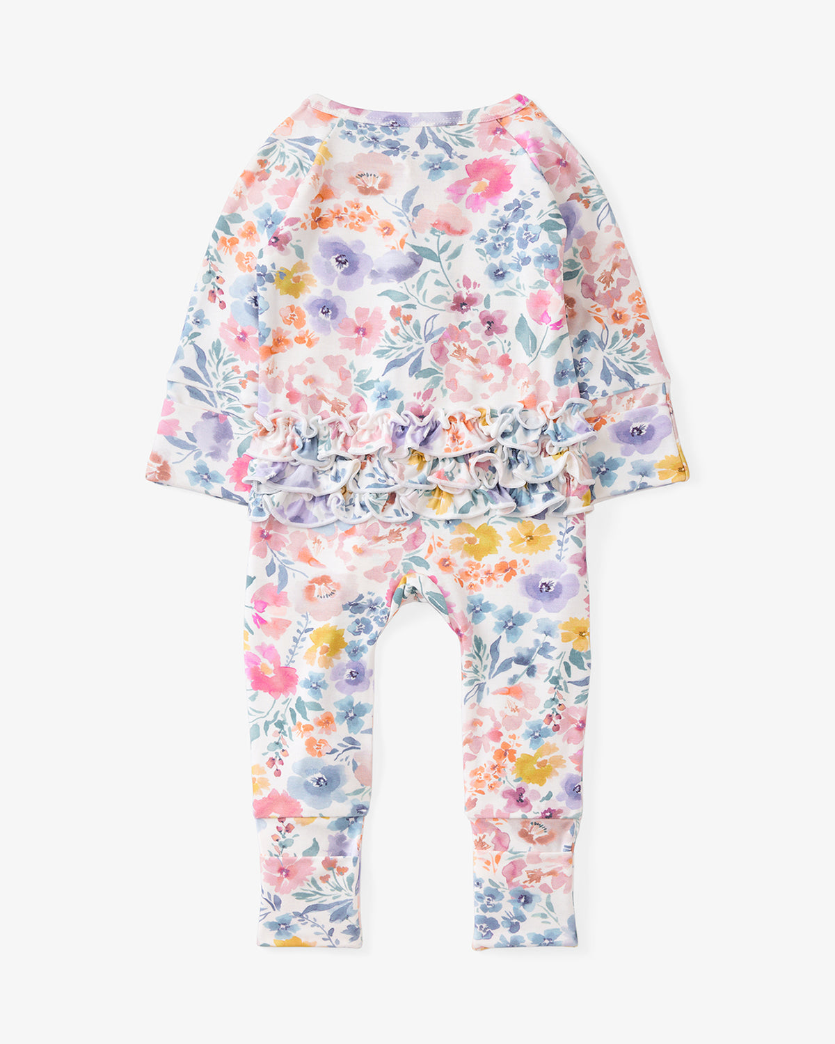 Flat lay of the back of the Tiny Blooms Ruffle Zippy