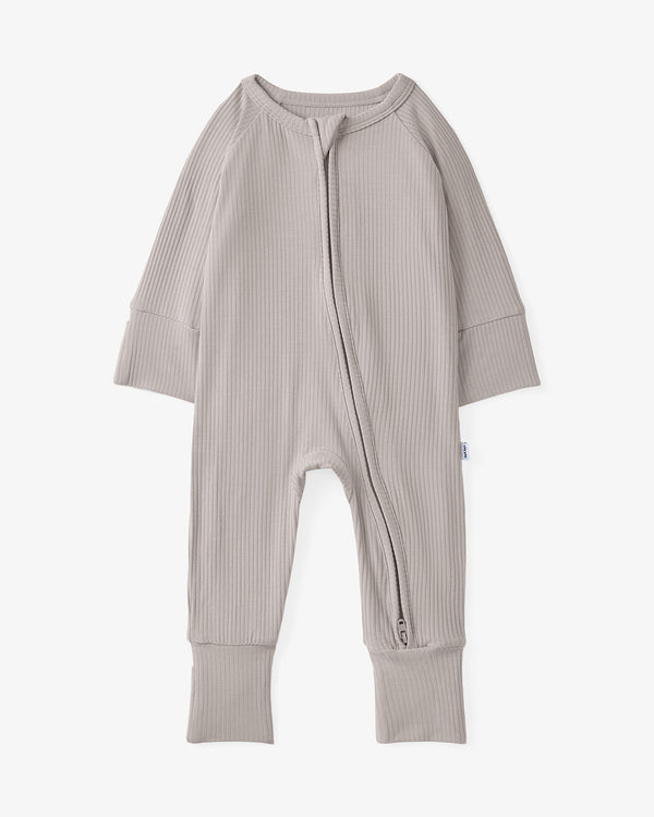 Flat lay of the Dove Gray Ribbed Zippy