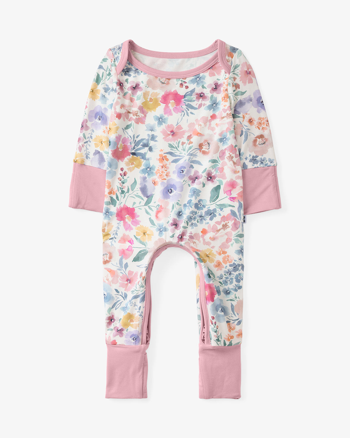 Flat lay of the Tiny Blooms Crescent Zippy