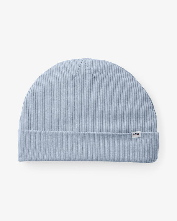 Flat lay of the Light Fog Ribbed Infant Beanie