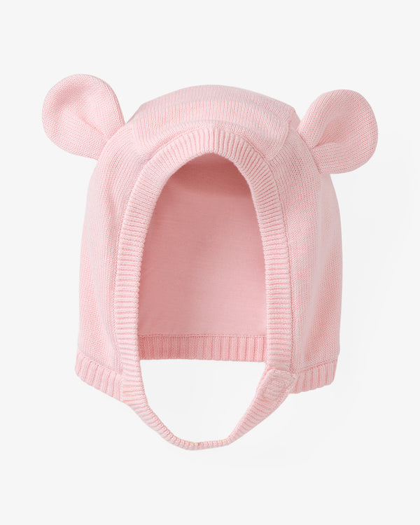 Flat lay of the Prima Pink Bear Bonnet