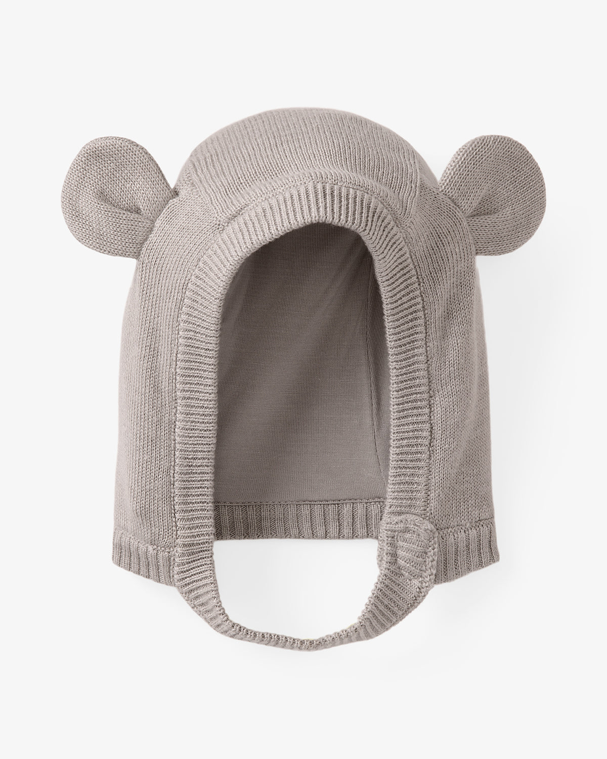 Flat lay of the Dove Gray Bear Bonnet