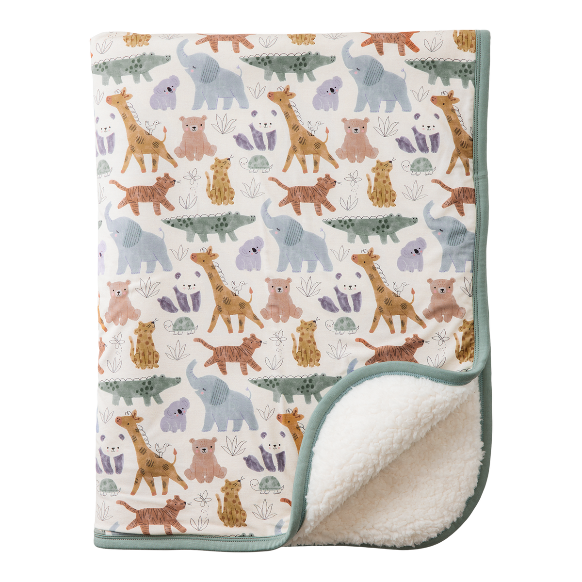 Baby blanket with animal pattern on a white background