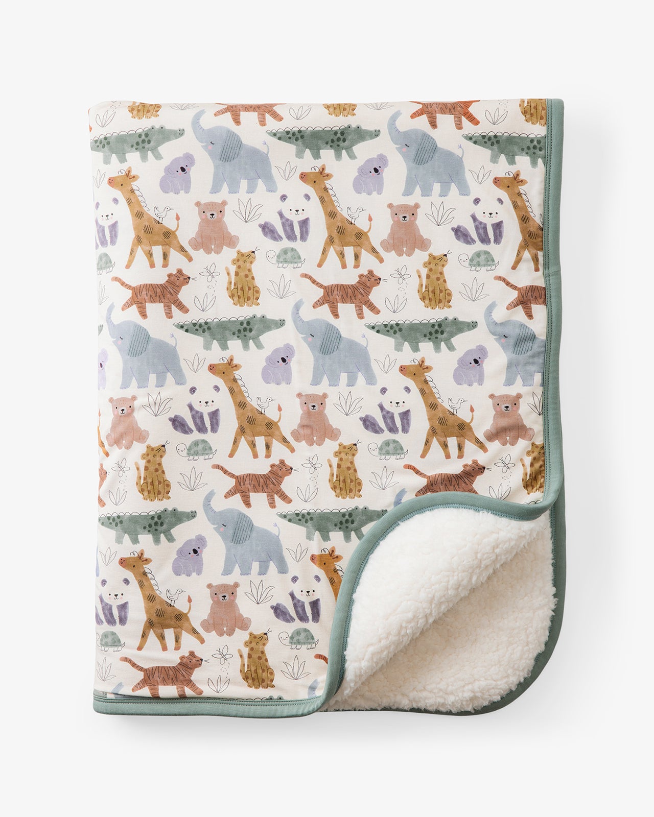 Flat lay of the Sweet Safari Mini Cloud Blanket