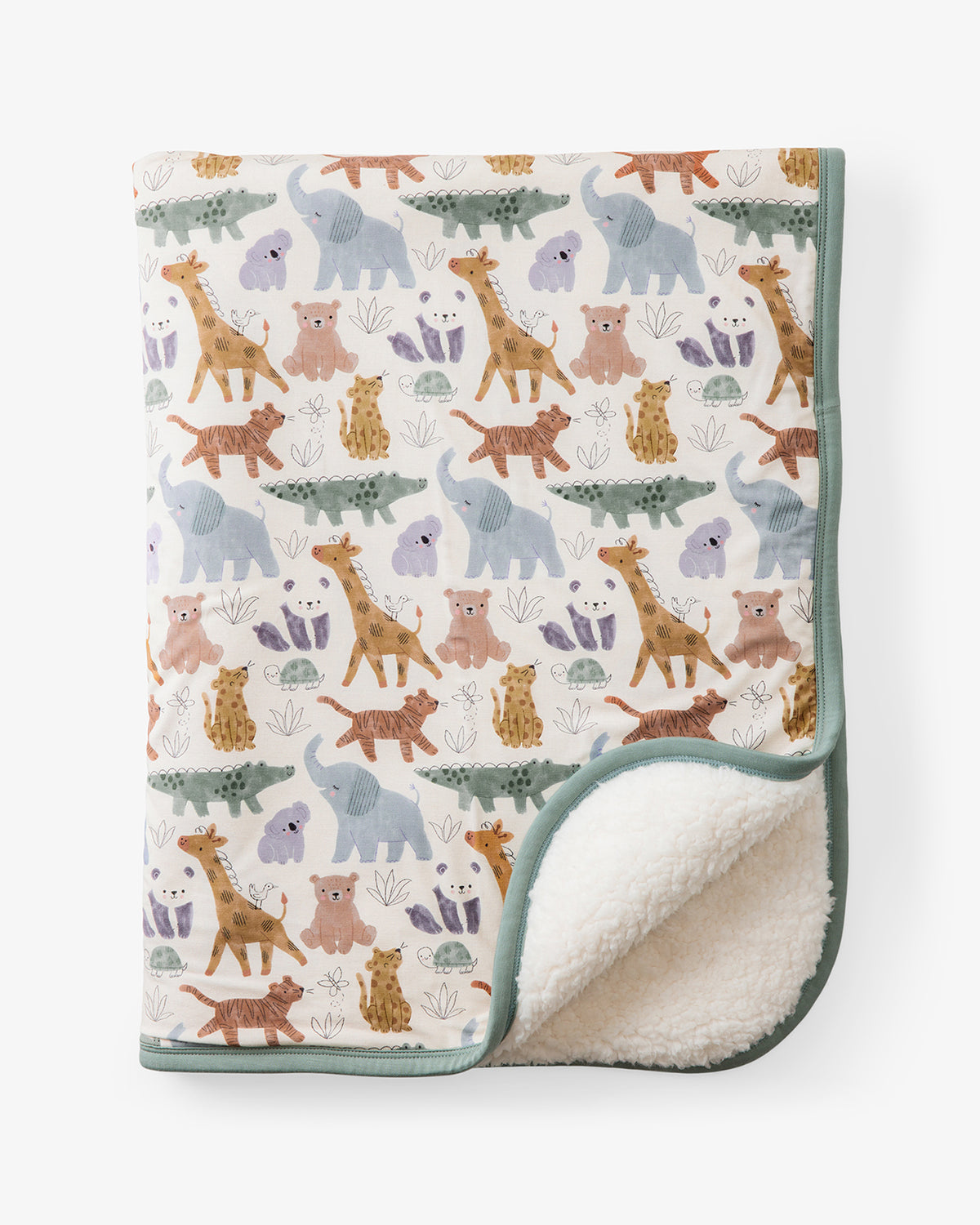Flat lay of the Sweet Safari Mini Cloud Blanket