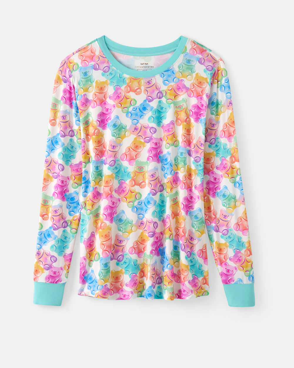 Flat lay of the Gummy Giggles Women's Long Sleeve Pajama Top