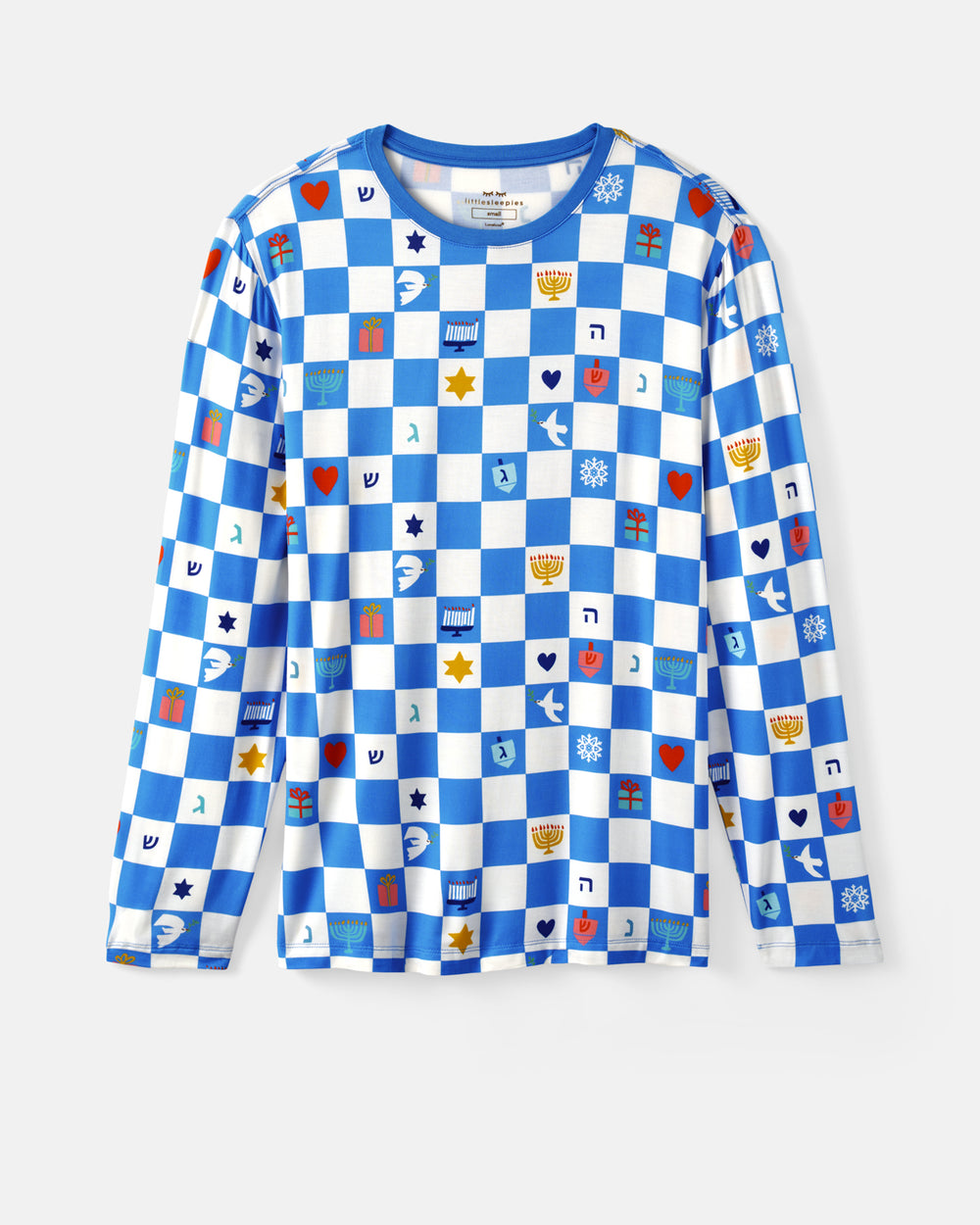 Flat lay of the Hanukkah Checks Men's Pajama Top