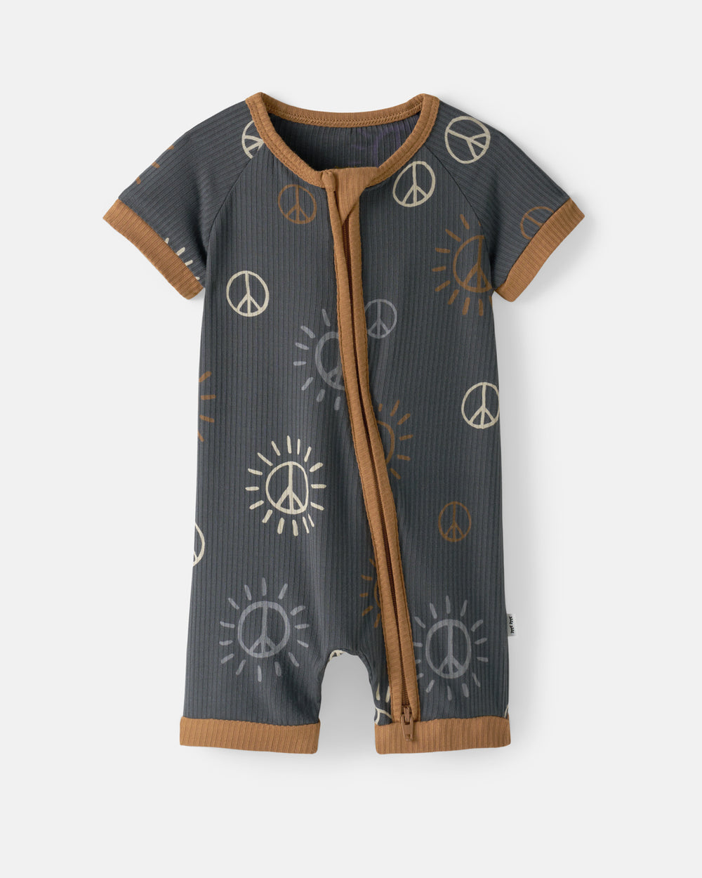 Flat lay of the Peace & Love Ribbed Shorty Zippy