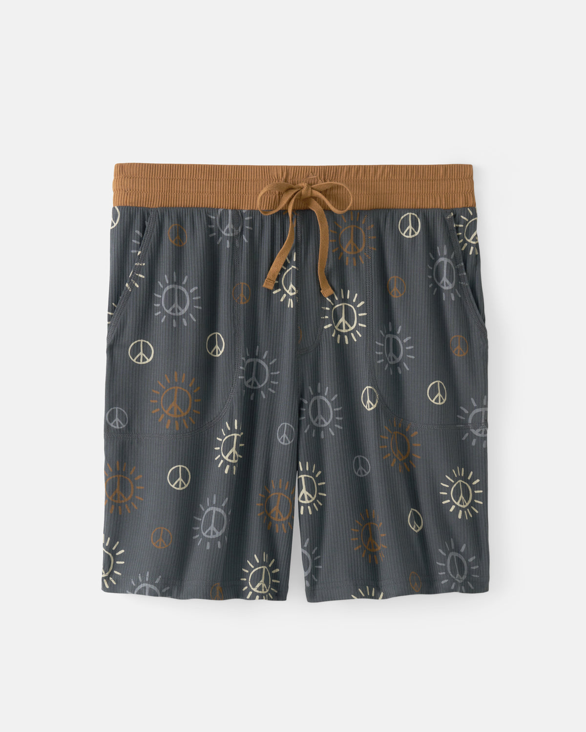Flat lay of the Peace & Love Ribbed Men's Pajama Shorts