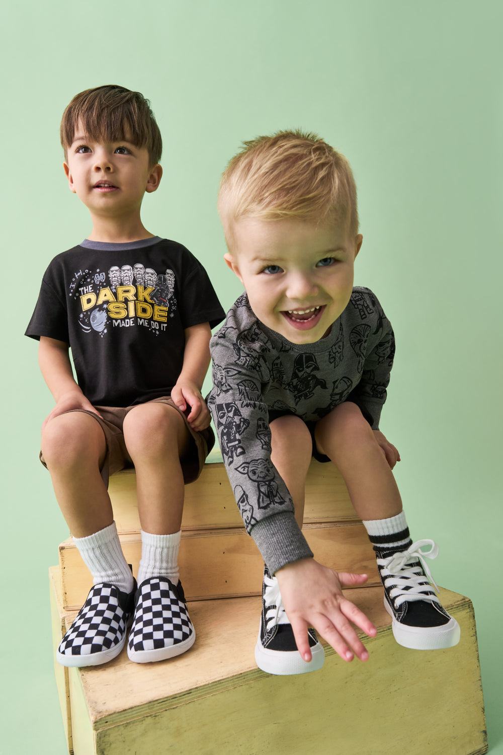 Two boys wearing Play styles from the Star Wars Collection
