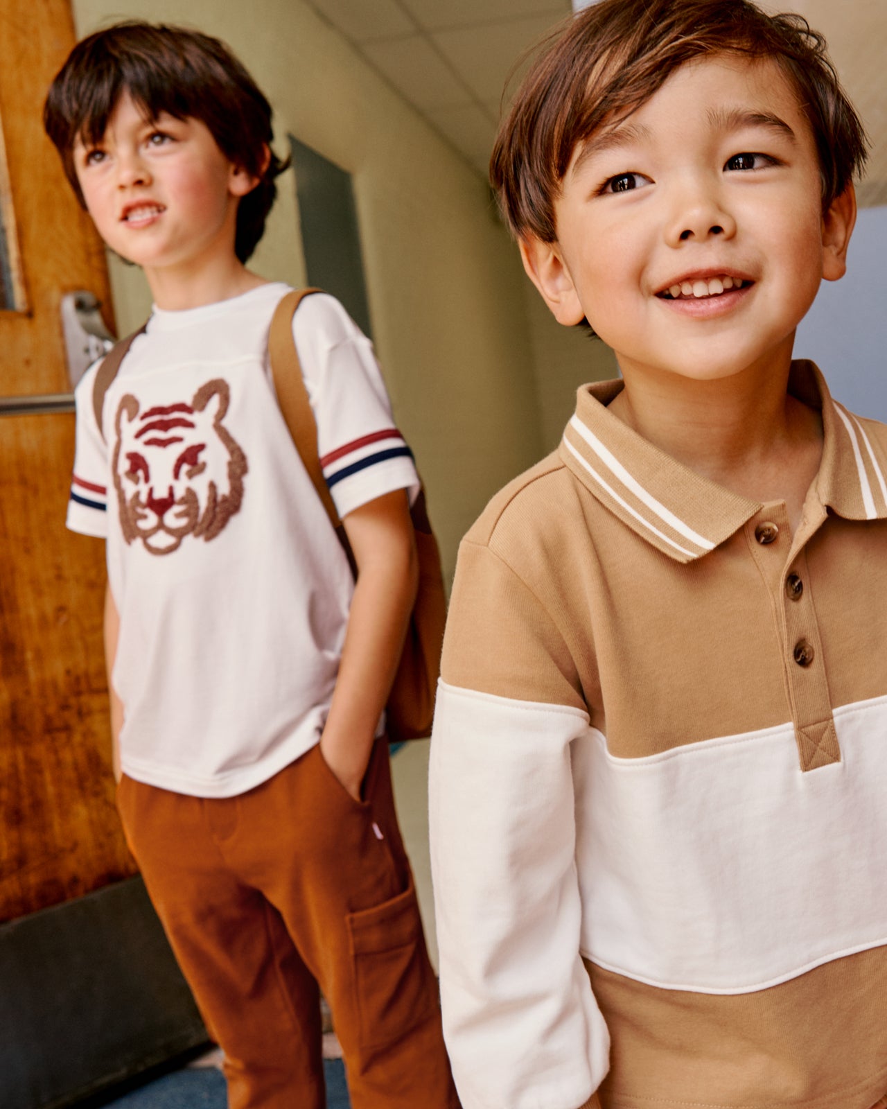 Two boys wearing Back to School shirts