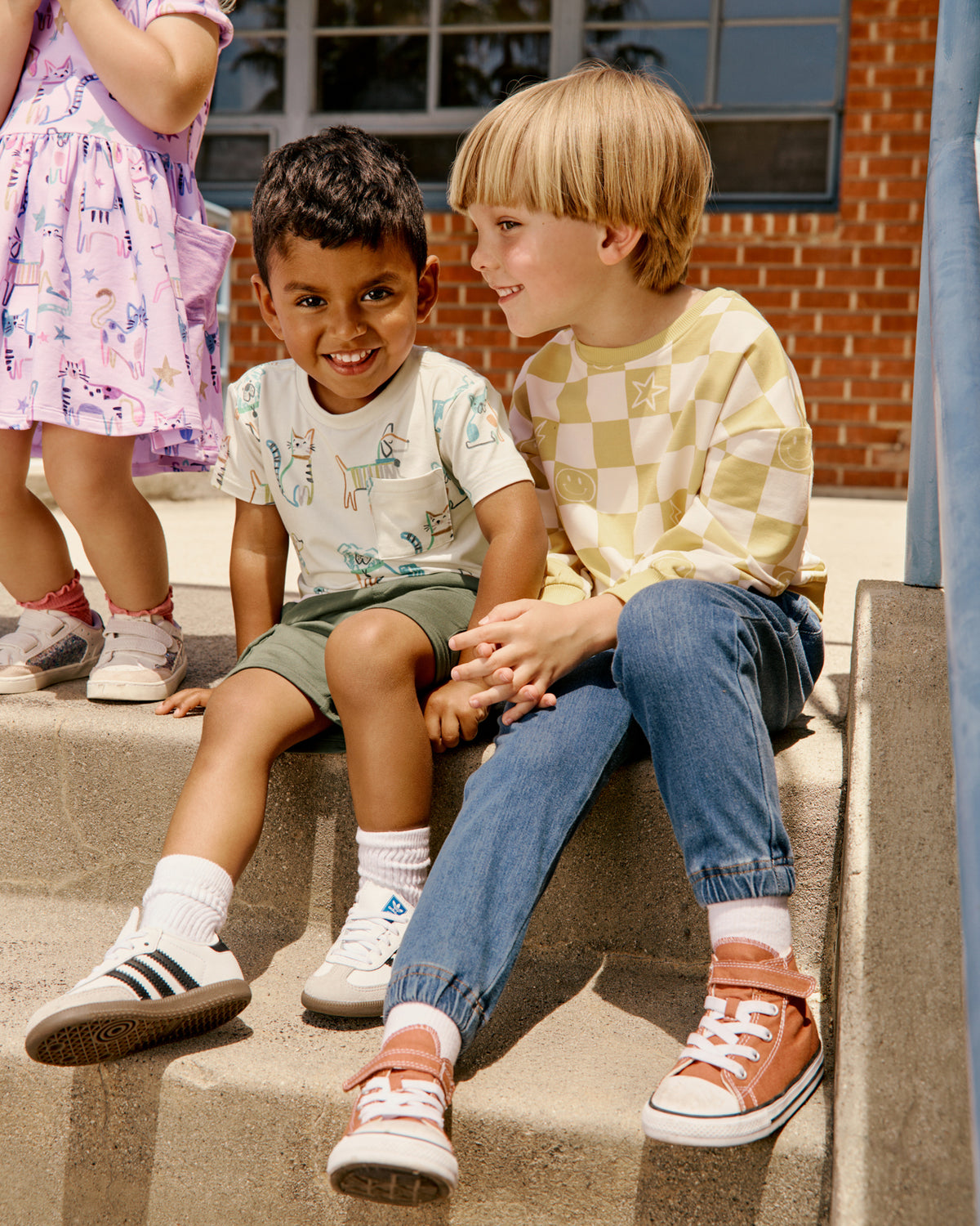 Two kids wearing Back to School daywear styles
