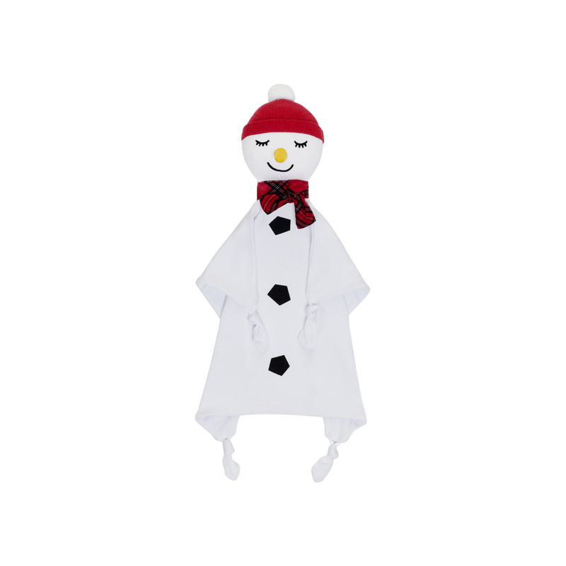 Flat lay of Sammy the Snowman Sleepyhead Lovey