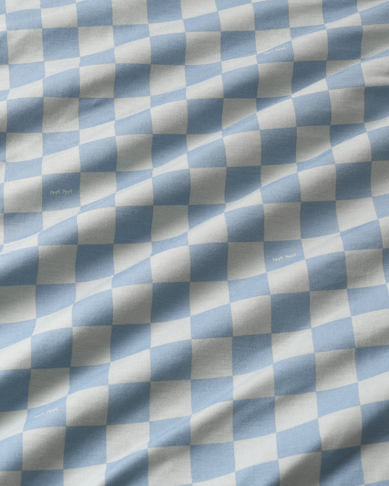 Close up of the Dusk Blue Checks fabric