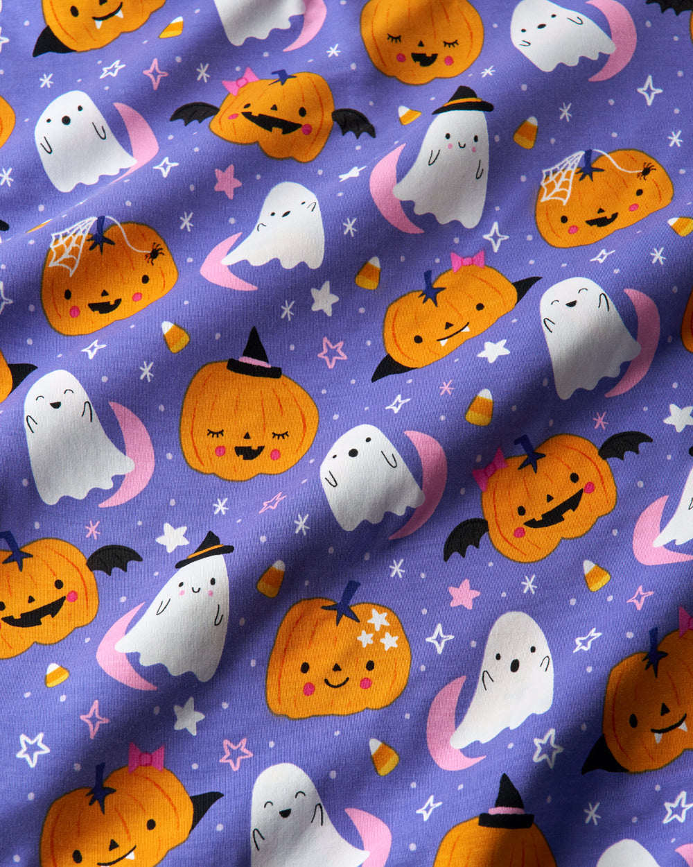 Close up of the Moonlit Magic Purple fabric