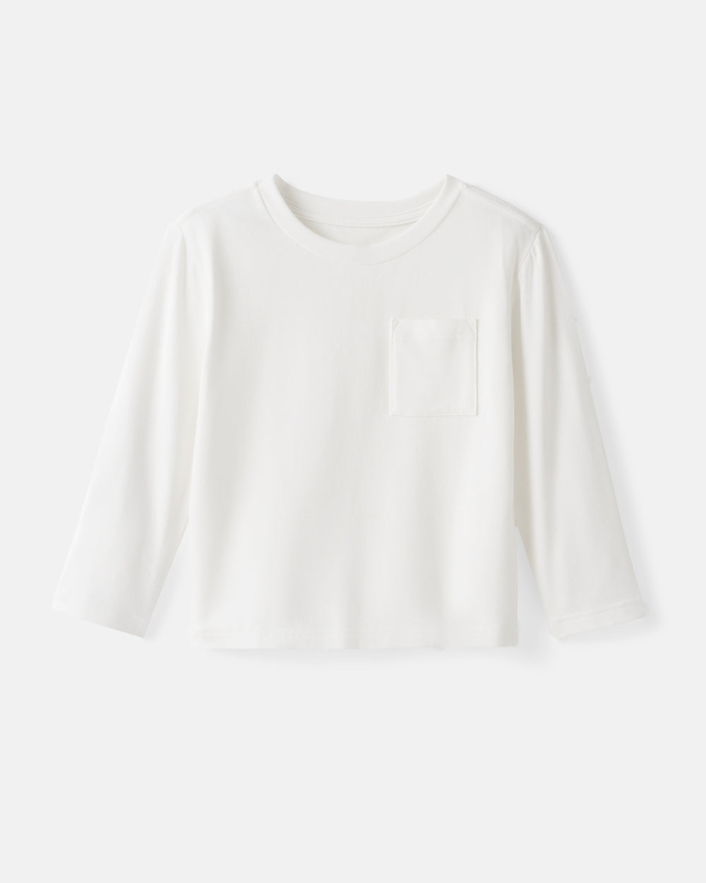 Flat lay of the Soft White Long Sleeve Relaxed Pocket Tee