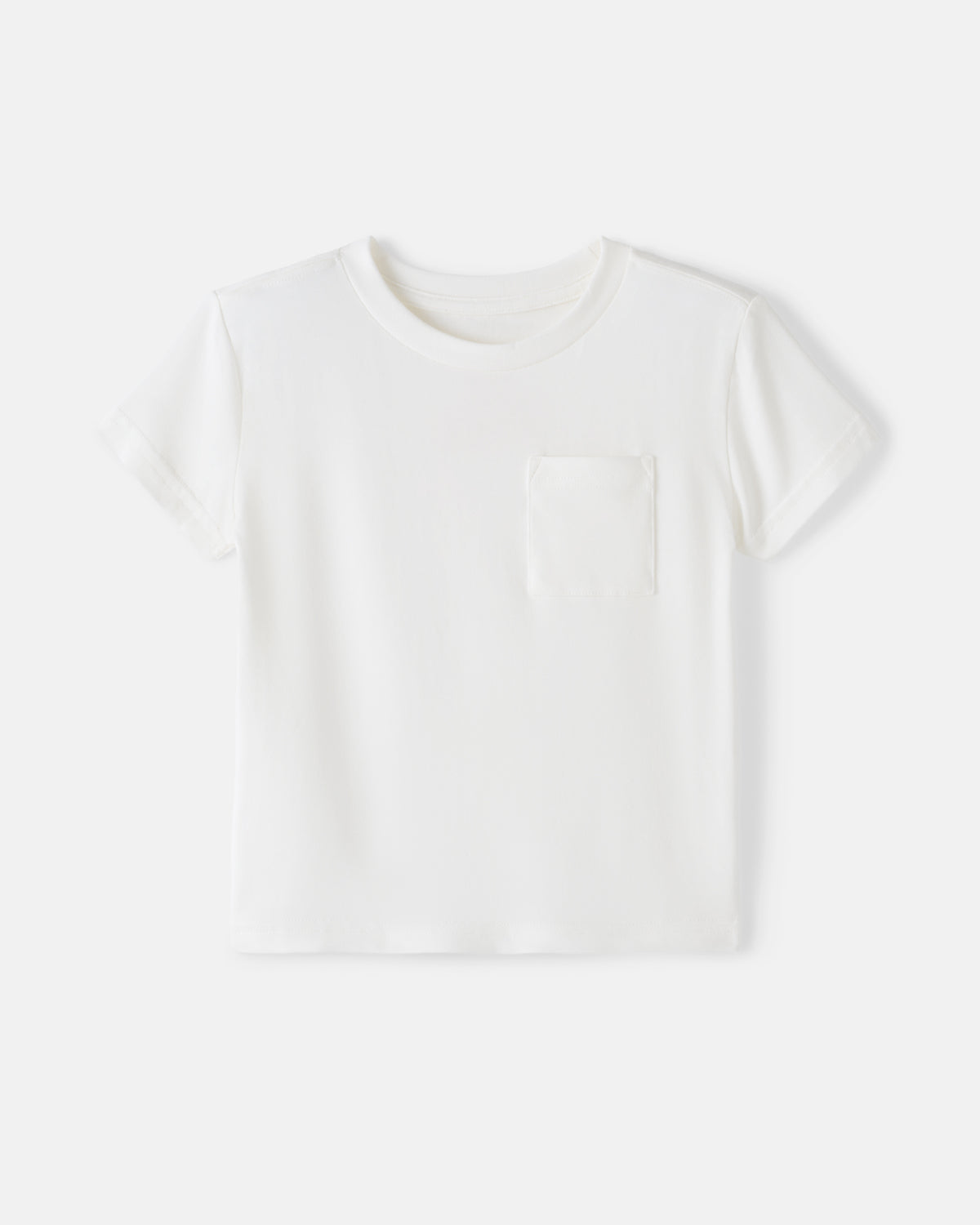 Flat lay of a Soft White short sleeve relaxed pocket tee