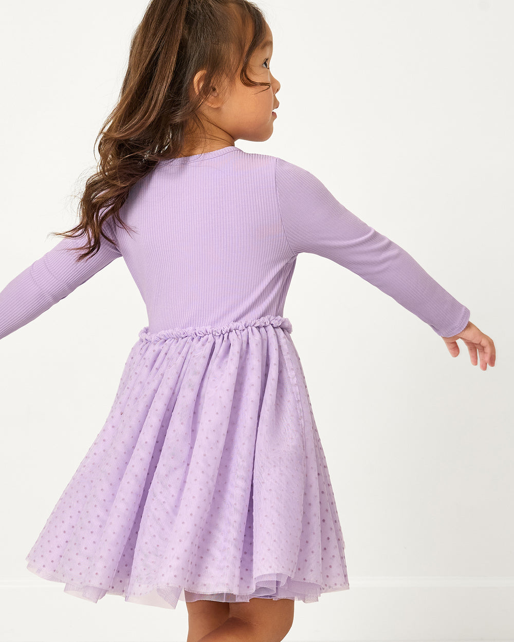 Orchid Bloom Ribbed Layered Tulle Dress