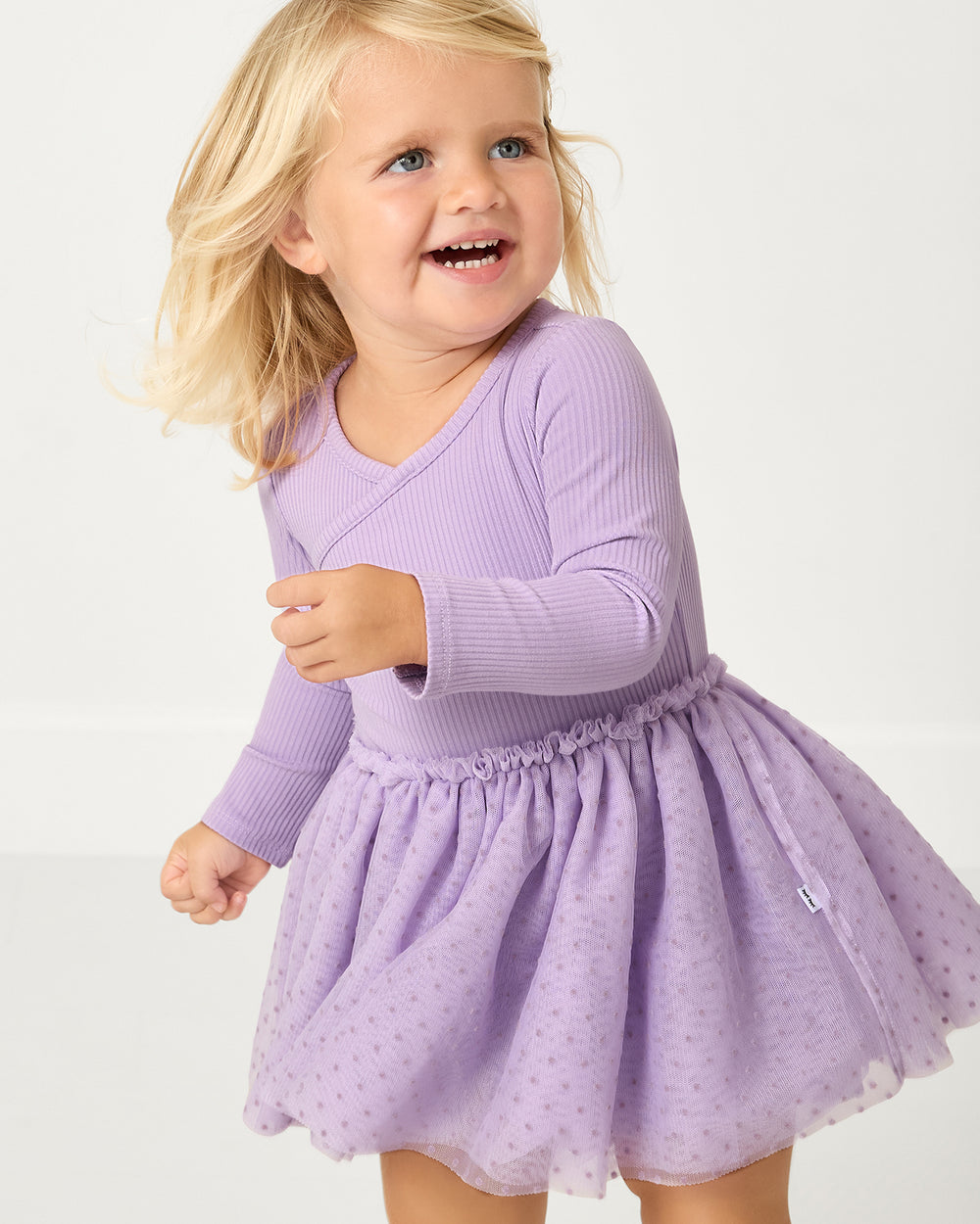 Alternate close up of child wearing the Orchid Bloom Layered Tulle Dress with Bloomer