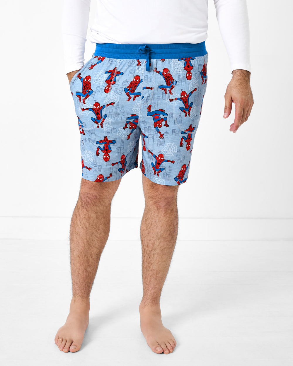 Man wearing the Spidey Sense Men's Pajama Shorts