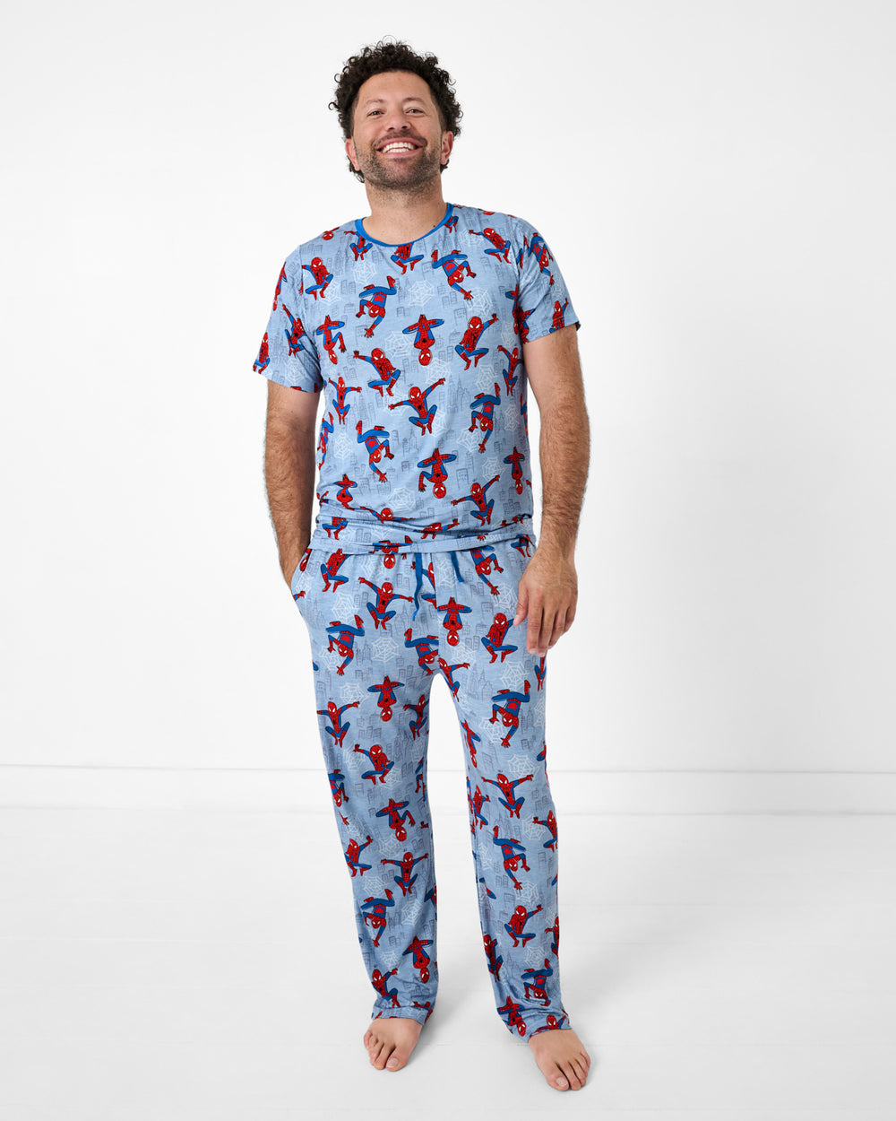 Man wearing the Spidey Sense Men's Pajama Pants and Top