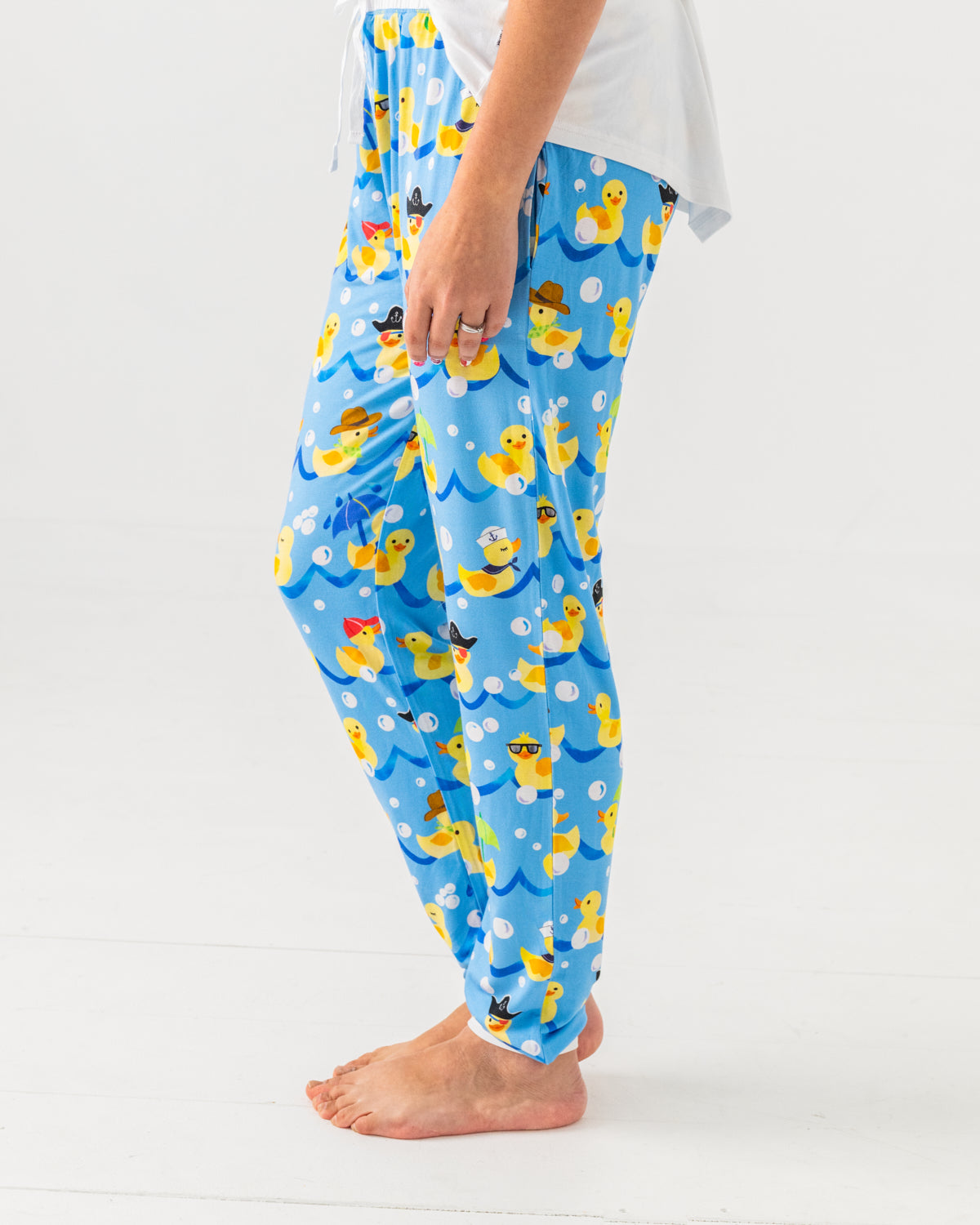 Side view of woman wearing the Splish Splash Women's Pajama Pants