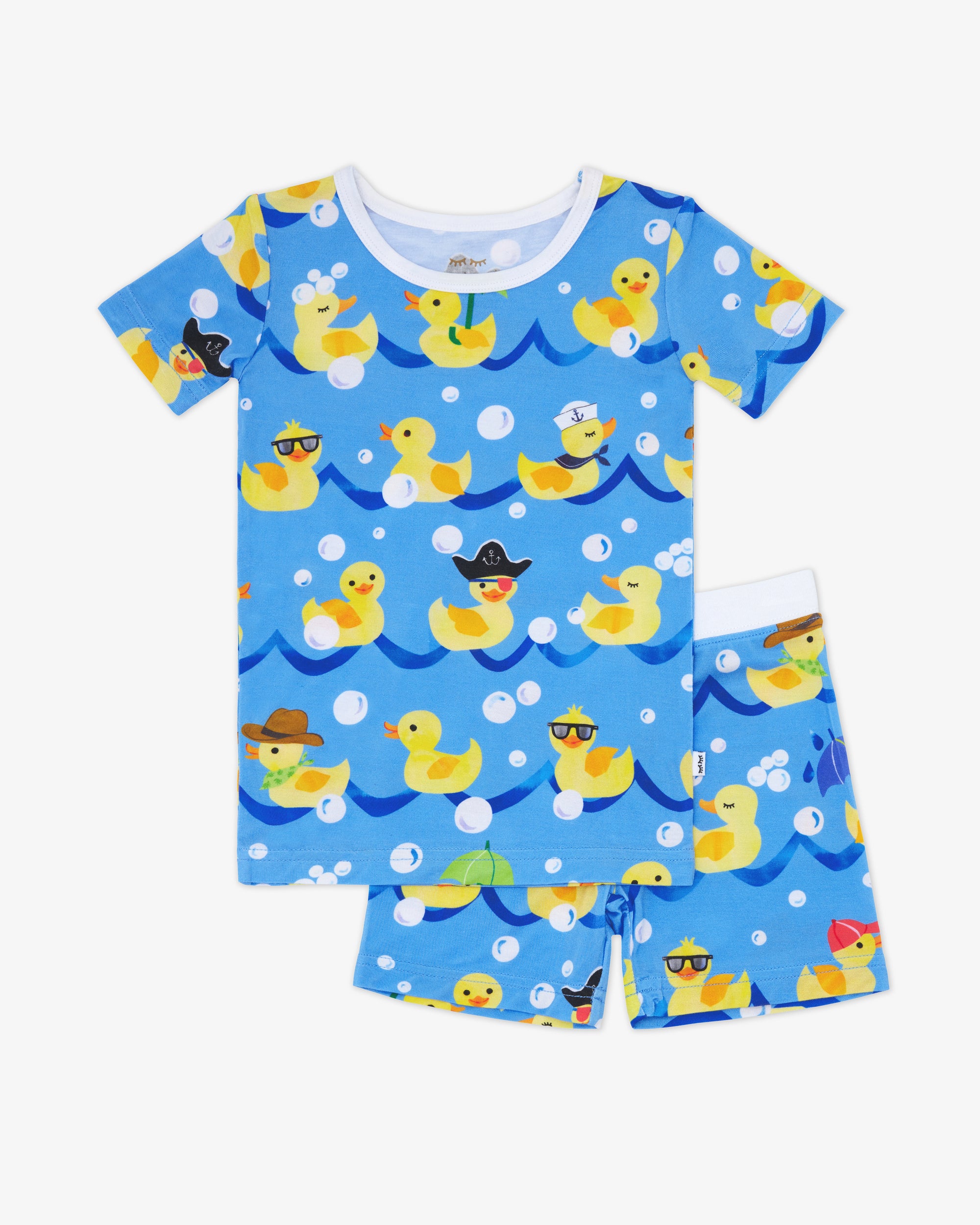 Flat lay of the Splish Splash Two-Piece Short Sleeve & Shorts Pajama Set