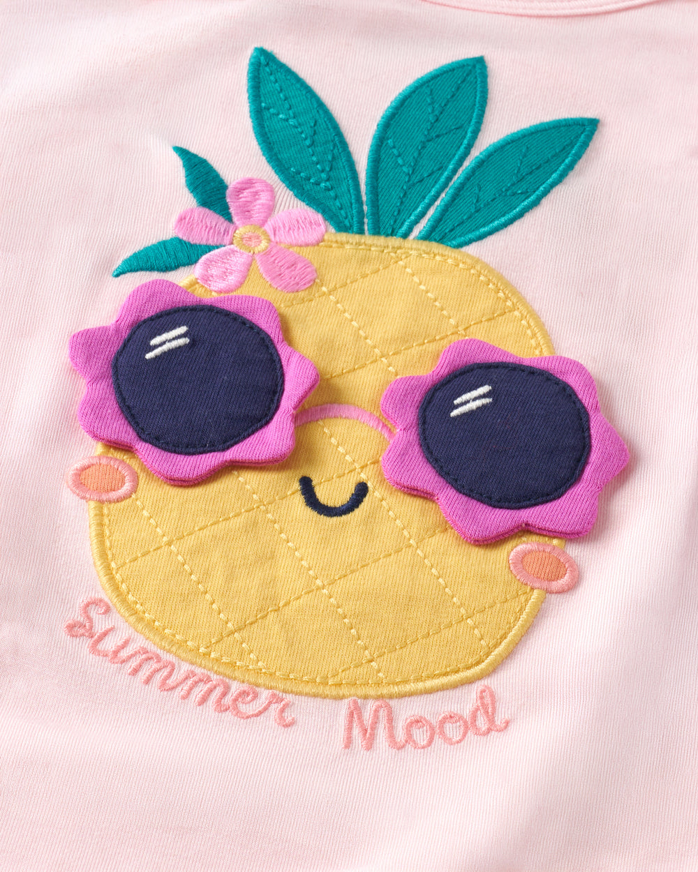 Close up of the graphic detail on the Summer Mood Puff Sleeve Tee