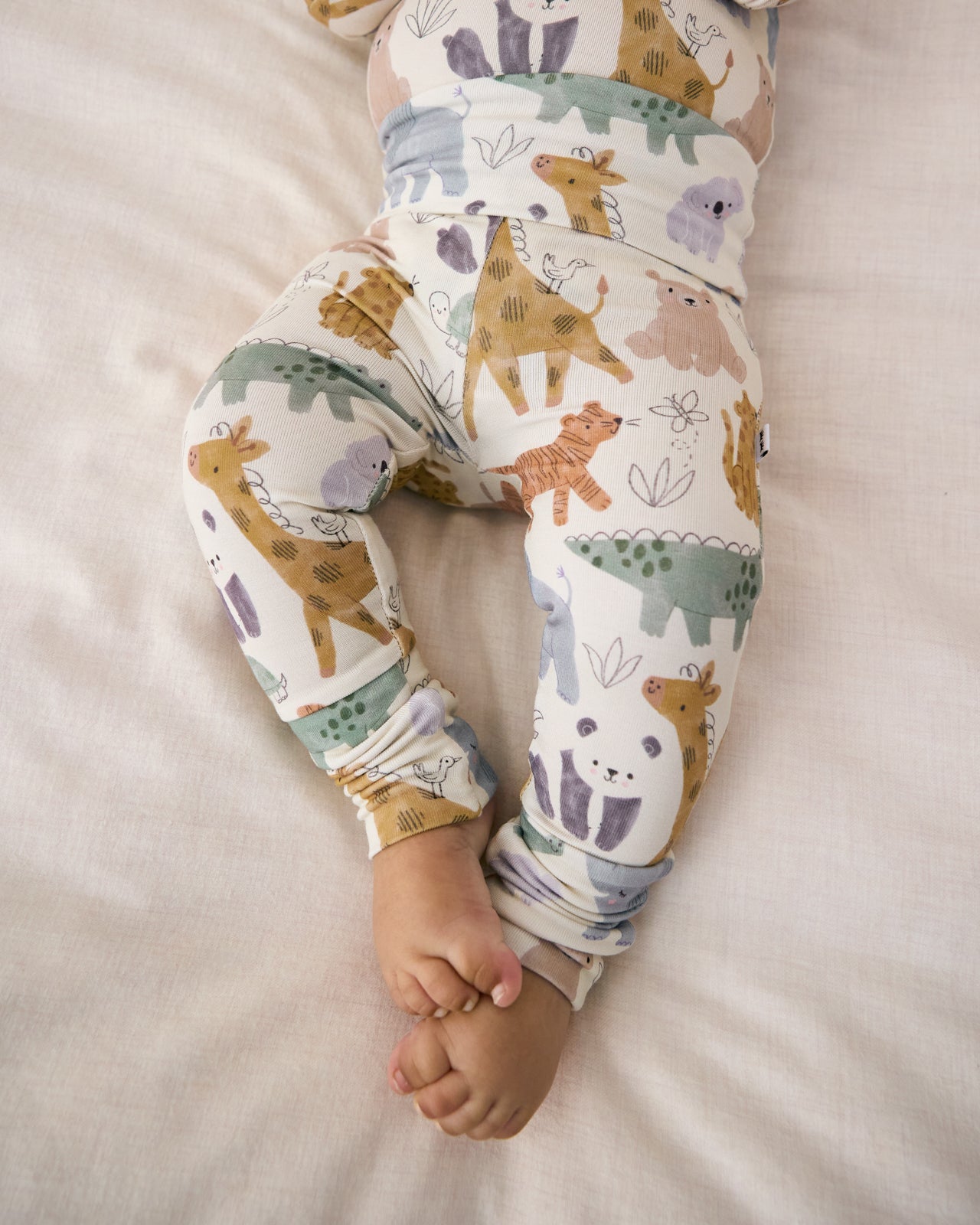 Baby wearing the Sweet Safari Fold-Over Legging