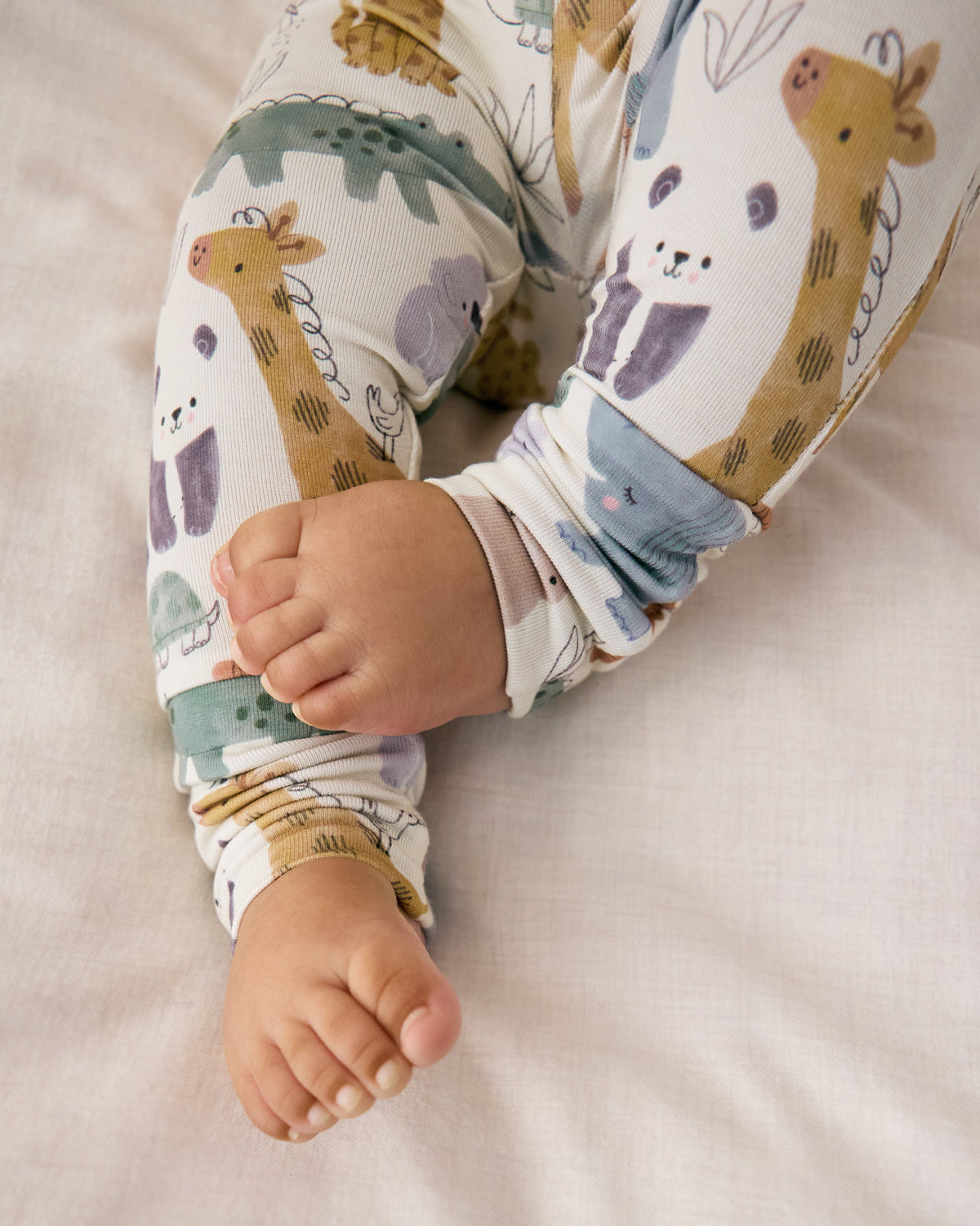 Close up of the leg opening on the Sweet Safari Fold-Over Legging