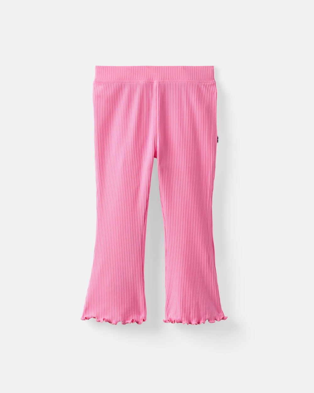 Flat lay of the Sweet Pink Ribbed Flare Pant