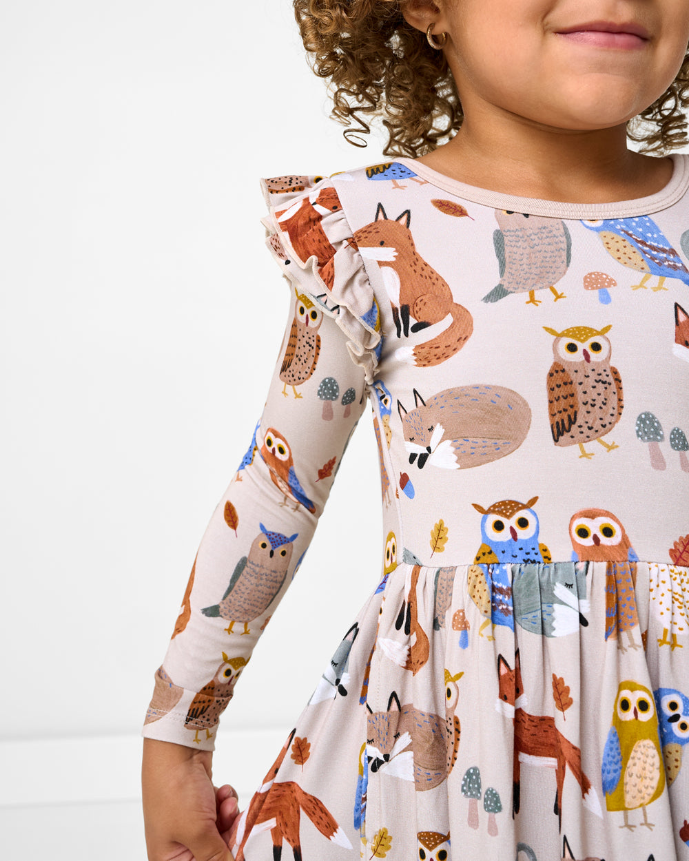 Close up of the flutter sleeve detail on the Twilight Pals Flutter Skater Dress