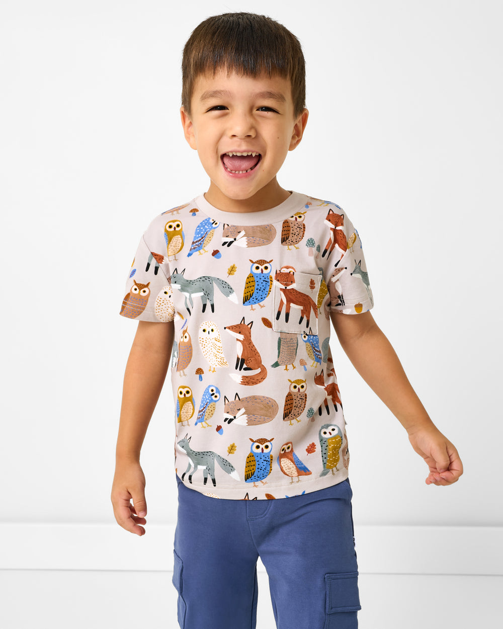 Boy wearing the Twilight Pals Relaxed Pocket Tee