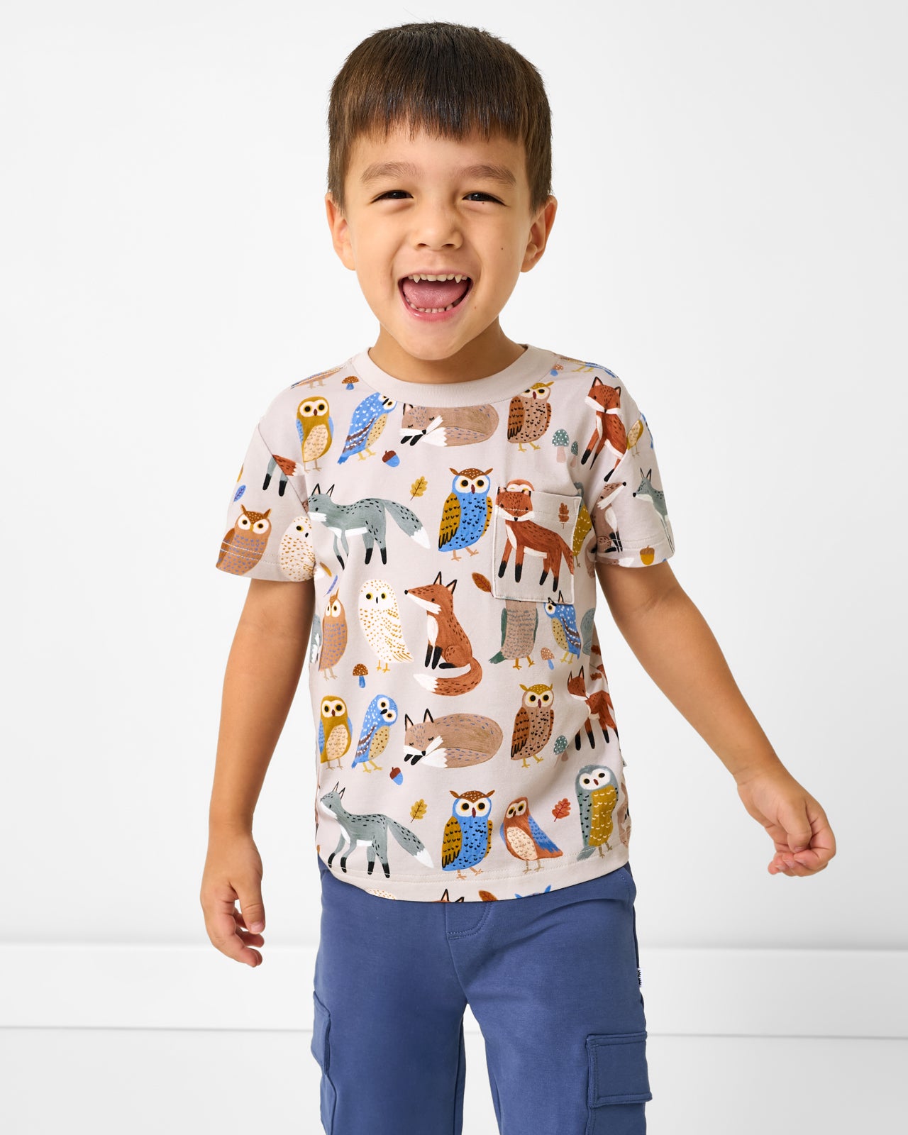 Boy wearing the Twilight Pals Relaxed Pocket Tee