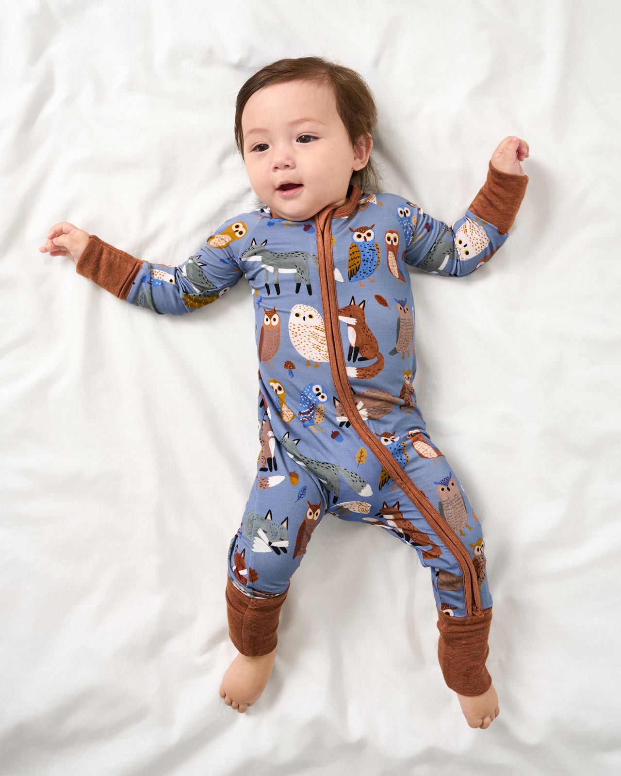 Aerial view of baby wearing the Twilight Pals Zippy