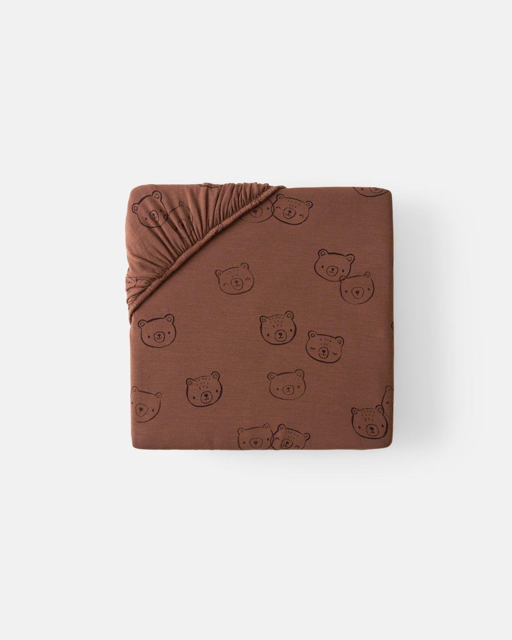 Flat lay of the Mini Teddy Tracks Fitted Crib Sheet