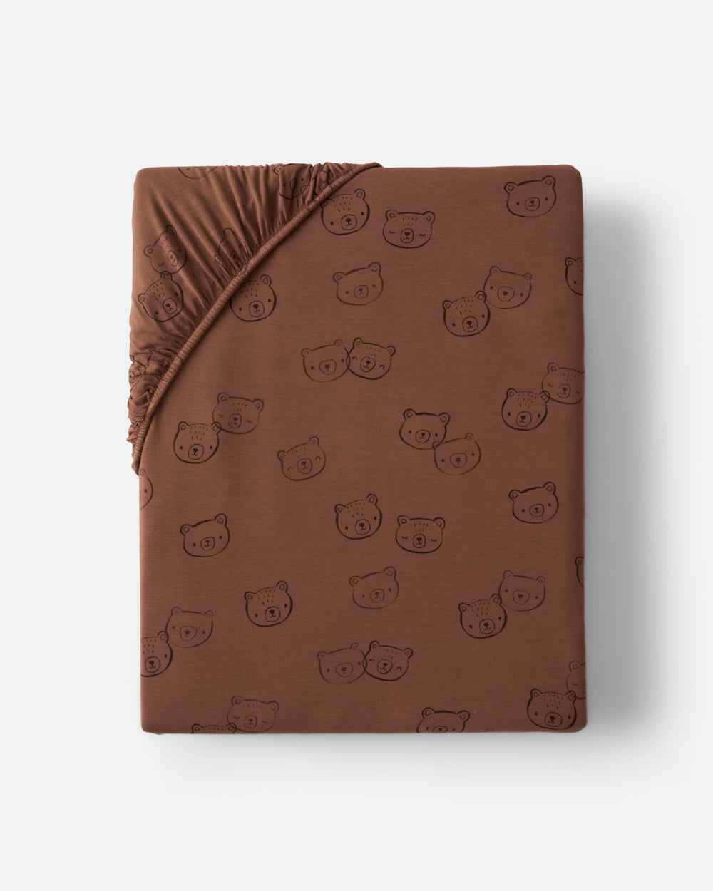 Flat lay of the Standard Teddy Tracks Fitted Crib Sheet