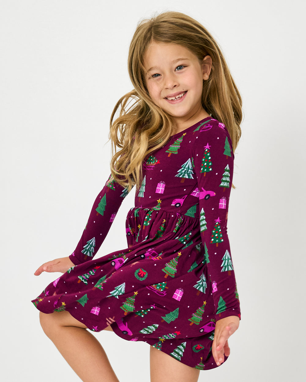 Cranberry Tree Traffic Bow Back Skater Dress