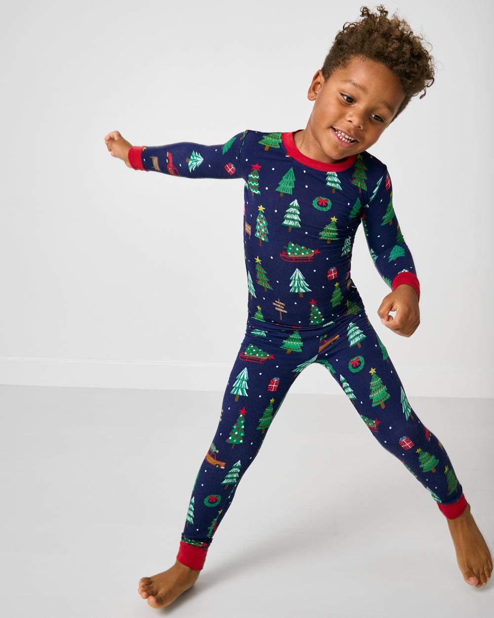 Navy Tree Traffic Two-Piece Pajama Set