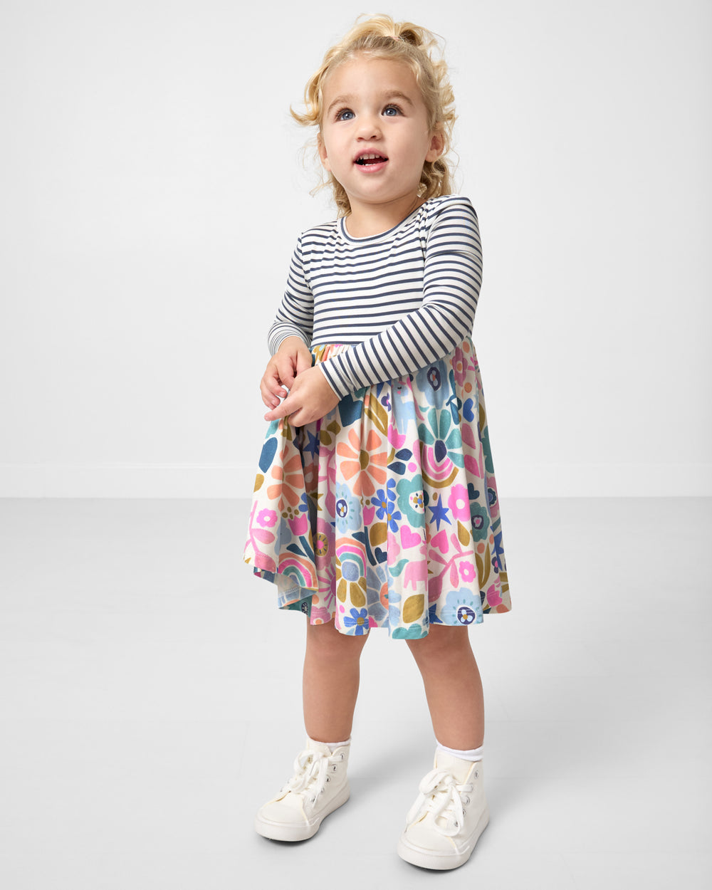 Alternate child wearing the Unicorn Blossoms Twirl Dress