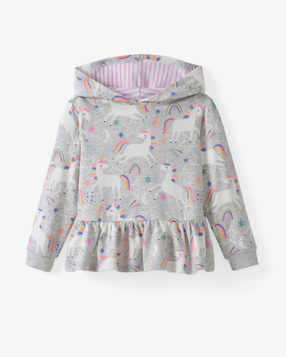 Flat lay of the Unicorn Dance Peplum Hooded Tee