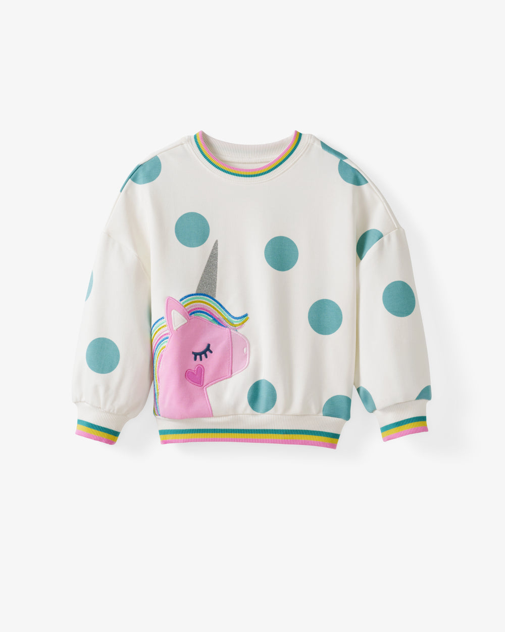 Flat lay of the Unicorn Drop Shoulder Crewneck