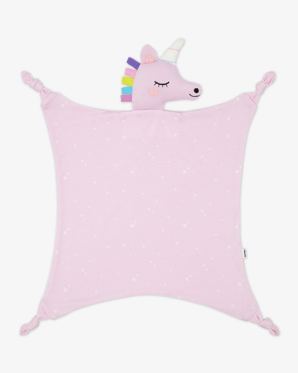 Flat lay of the Sienna the Unicorn Sleepyhead Lovey showing the full blanket