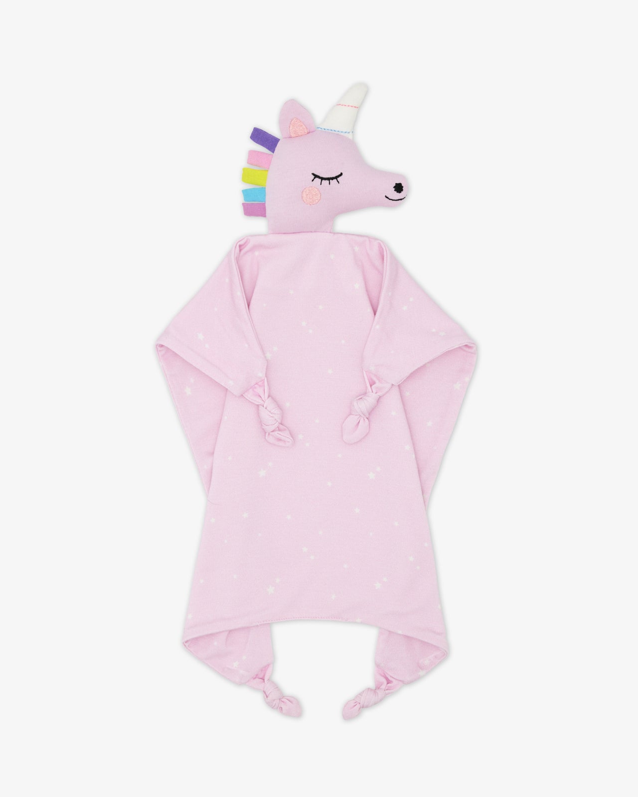 Flat lay of the Sienna the Unicorn Sleepyhead Lovey