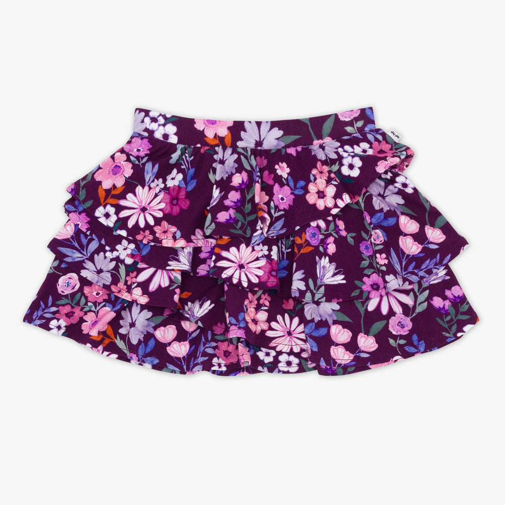 Flat lay image of the Violet Meadow Ruffle Skort