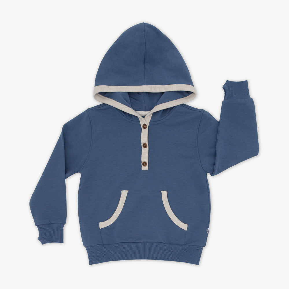 Flat lay image of the Vintage Navy Henley Hoodie