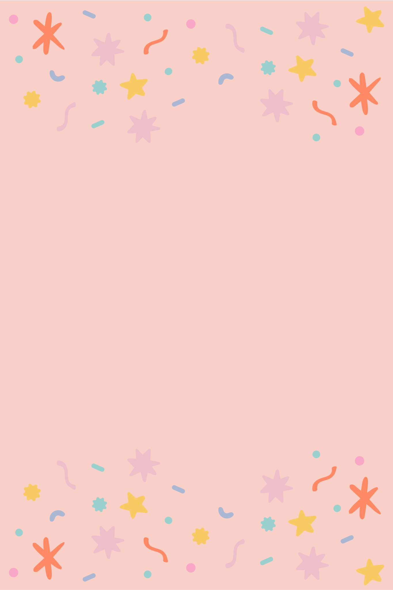 Drawings of confetti on a pink background