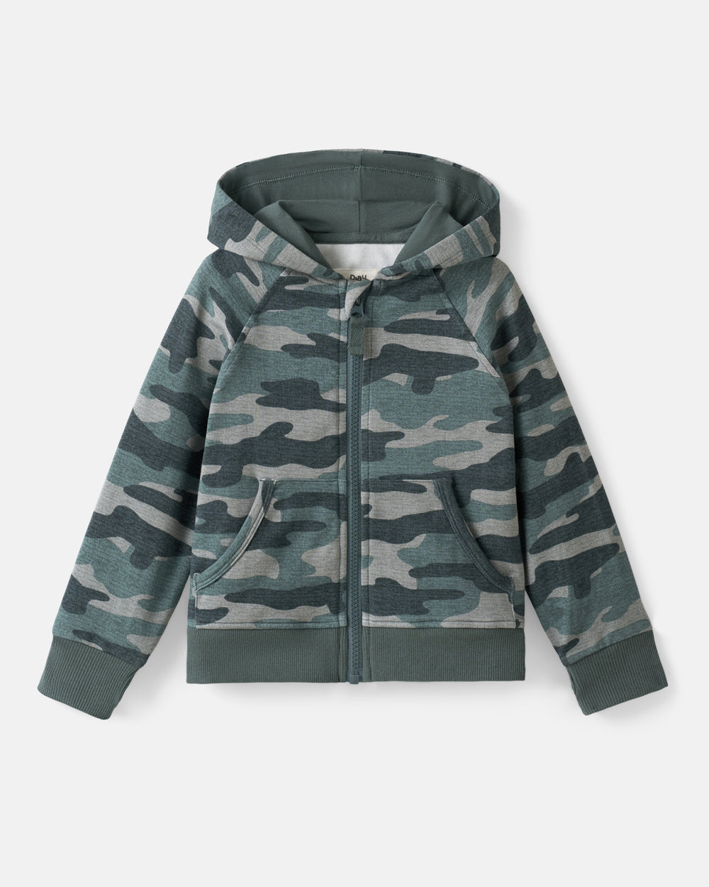 Flat lay of the Vintage Camo Zip Hoodie