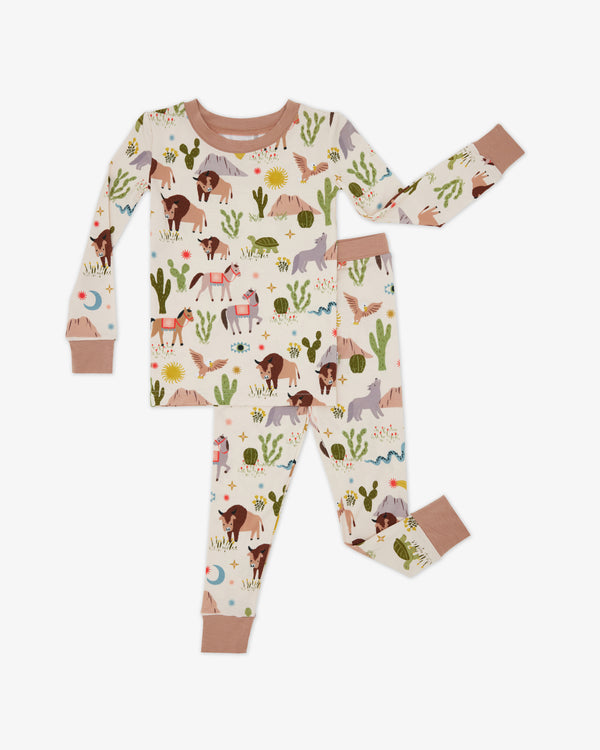 Flat lay of the Wild Frontier Two-Piece Pajama Set