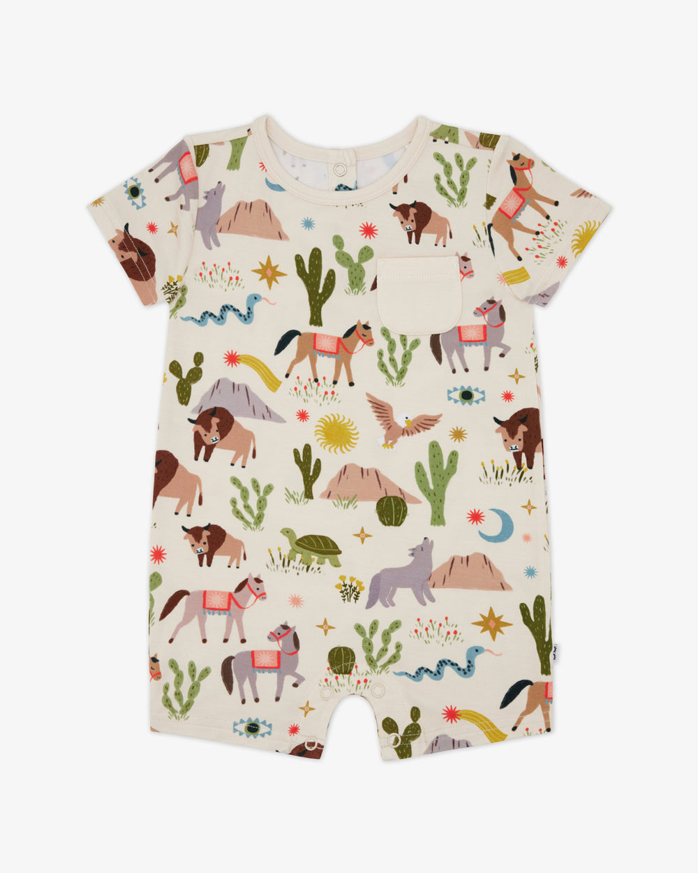 Flat lay of the Wild Frontier Pocket Shorty Romper